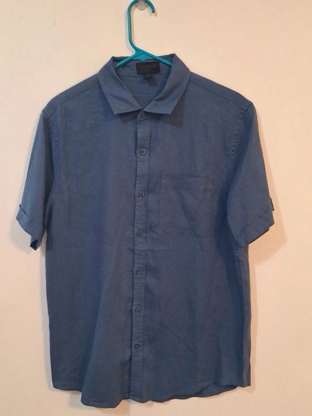 American Apparel Short-Sleeve Button-Down Shirt in Slate Blue